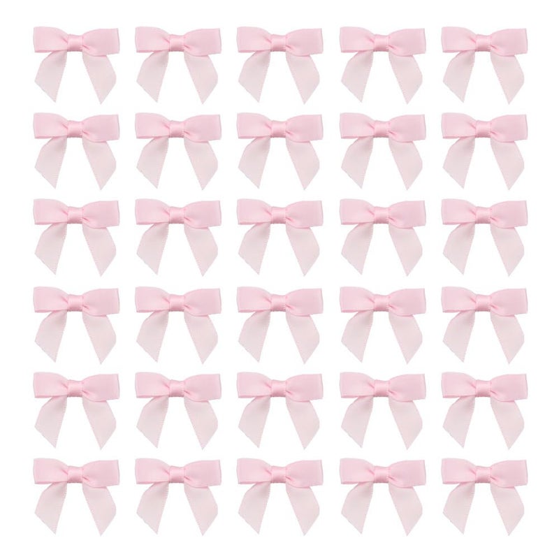 7Rainbows 50pcs Boutique 1.5" Pink Satin Ribbon Mini Bows for Craft Sewing Scrapbooking Wedding and Gift Wrapping - Image 1